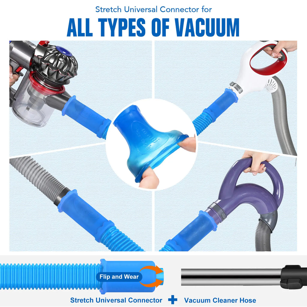 Dryer Vent Cleaner kit Dryer Vacuum Hose Attachment with Stretch Universal Connector, Dryer Vent Cleaning Tool Vacuum Hose Lint Remover, Blue