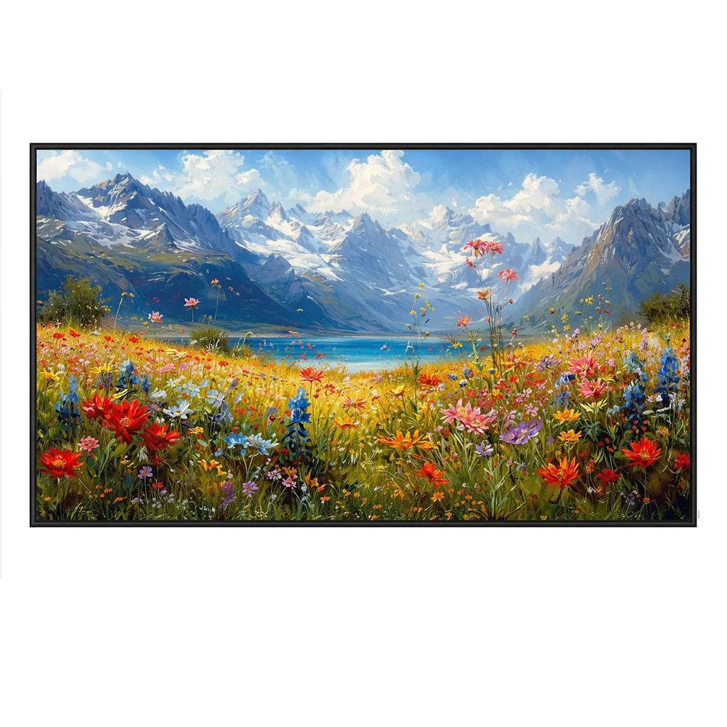 Hand Painted Alpine Meadow Oil Painting for Dining Room AA#2410