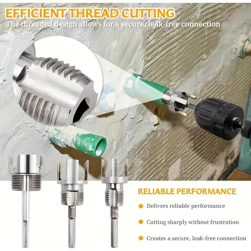 🛠️ 3PCS Pipe Threading Tool Set for DIY & Plumbing Projects