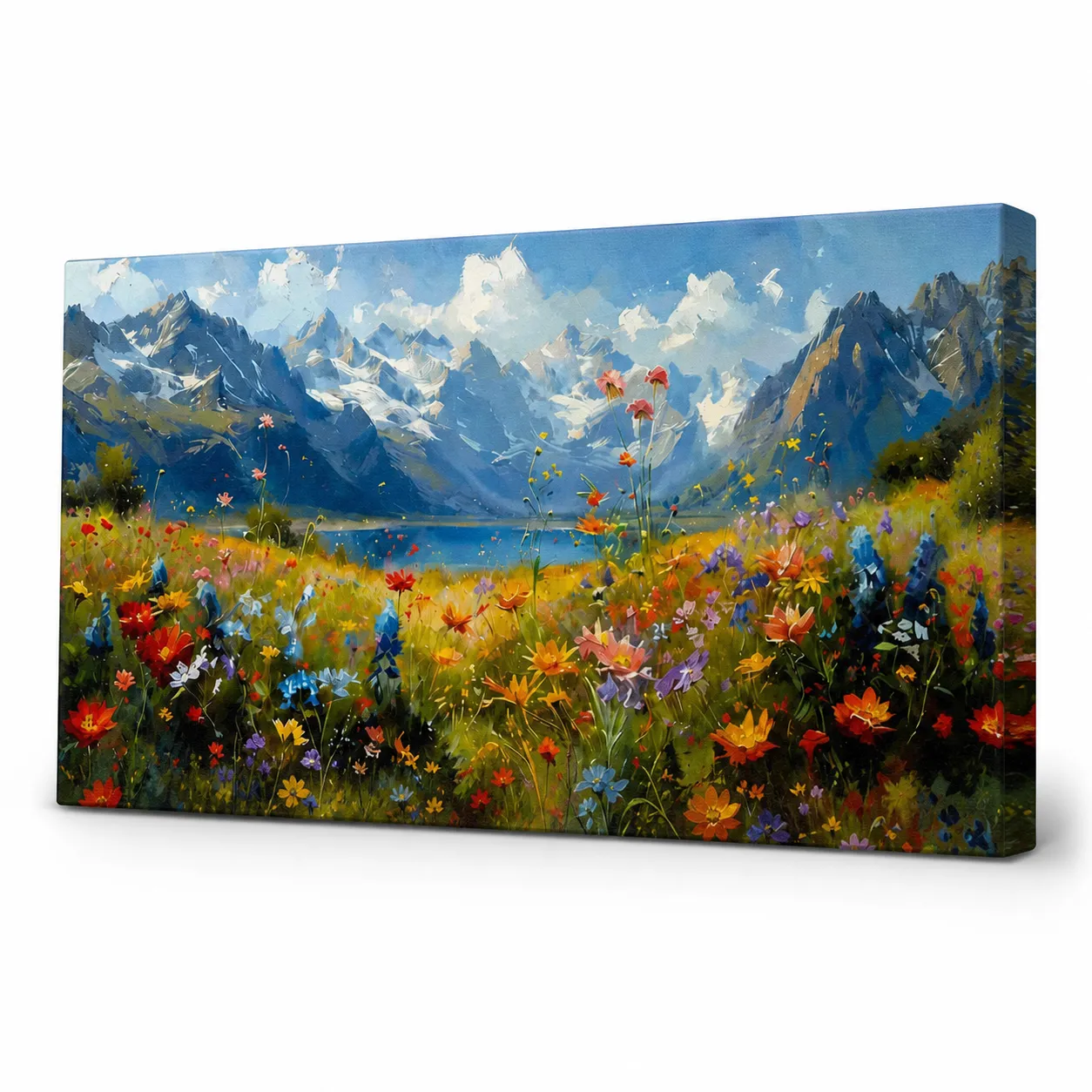 Hand Painted Alpine Meadow Oil Painting for Dining Room AA#2410